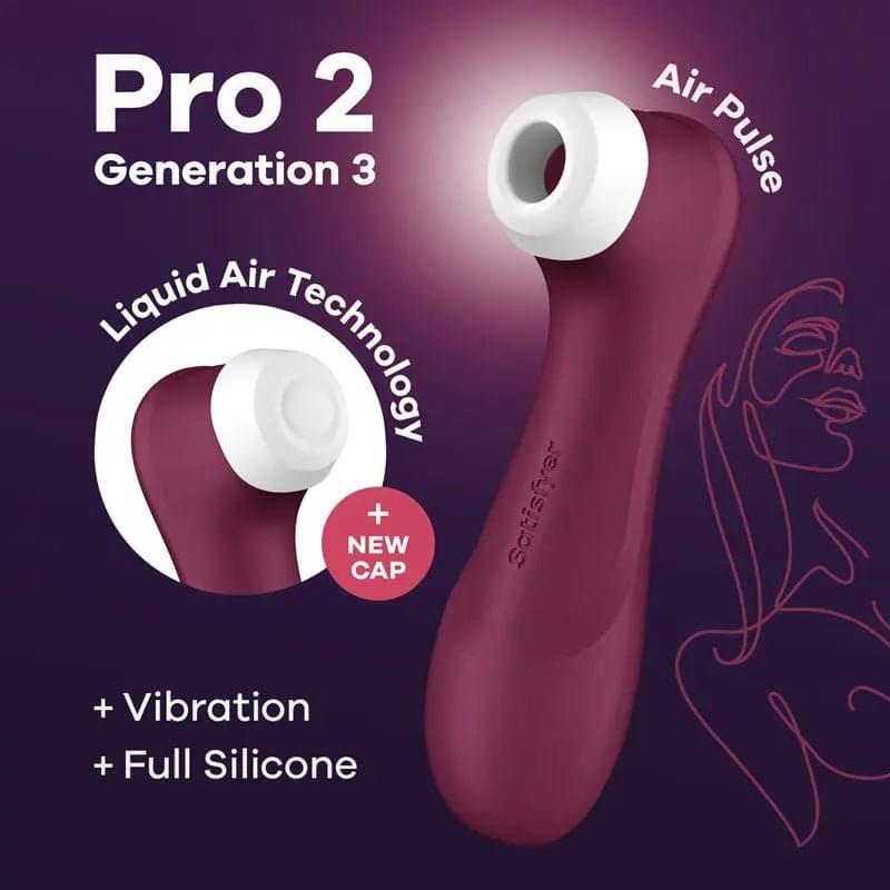 Satisfyer Pro 2 Generation 3 - Wine  - Wine  Touch-Free USB-C Rechargeable Clitoral Stimulator Satisfyer Discreet Intimate Essentials.