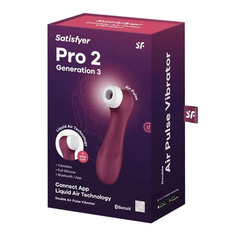 Satisfyer Pro 2 Generation 3 with App Control - Wine  - Wine  Touch-Free USB-C Rechargeable Clitoral Stimulator Satisfyer Discreet Intimate Essentials.