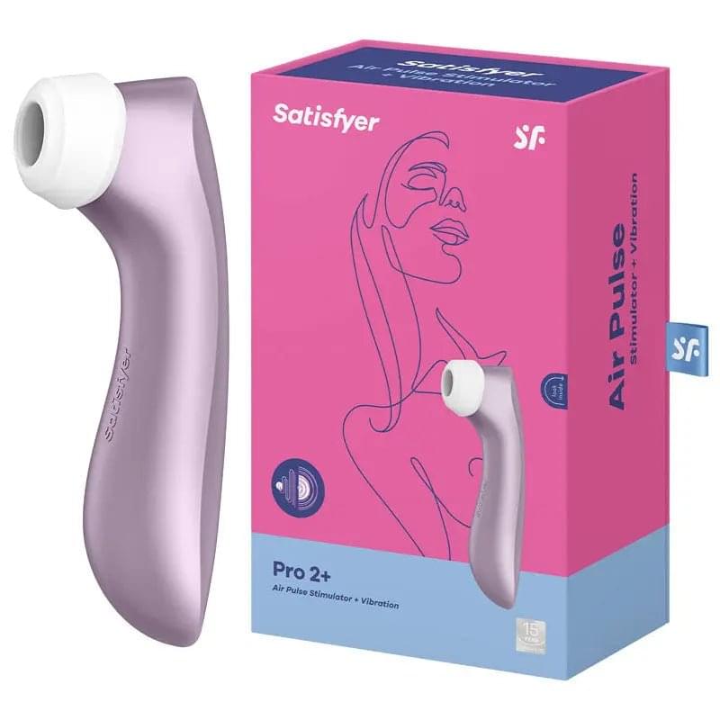 Satisfyer Pro 2+  -  Touch-Free USB-Rechargeable Clitoral Stimulator with Vibration Satisfyer Discreet Intimate Essentials.