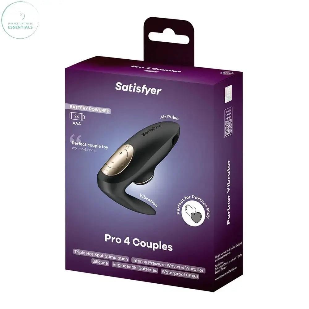 Satisfyer Pro 4 Couples - Battery Series -  U-Shaped Couples Vibe with Air Pulsation Satisfyer Discreet Intimate Essentials.