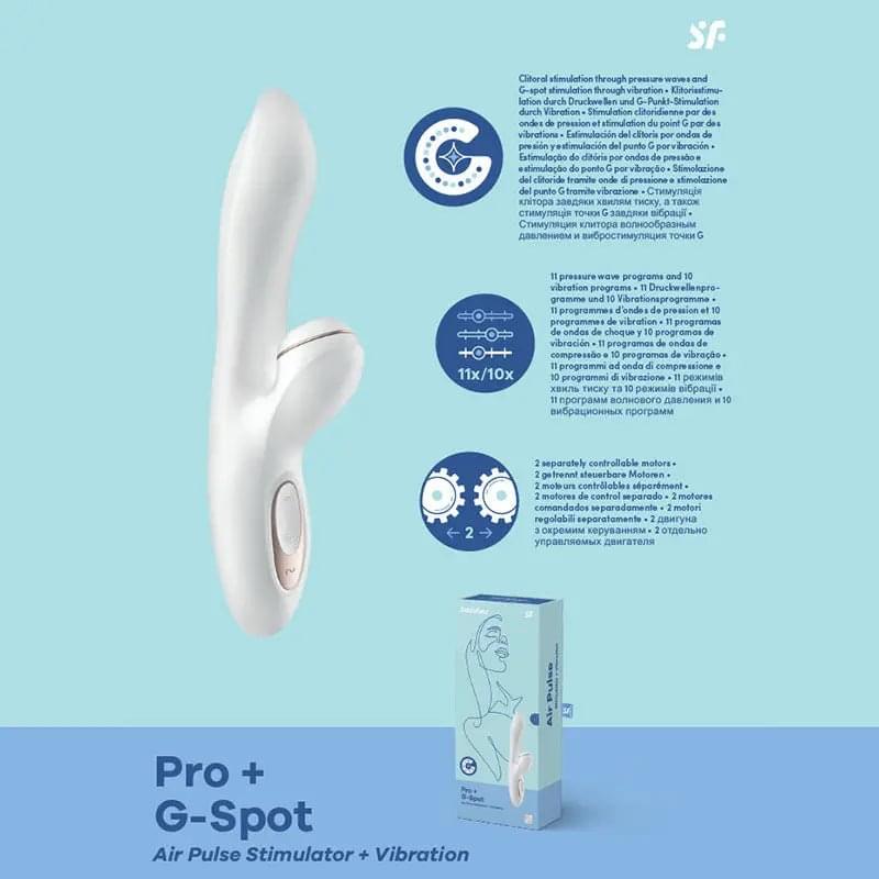 Satisfyer Pro + G-Spot -  22 cm USB Rechargeable Rabbit Vibrator with Touch-Free Clitoral Stimulator Satisfyer Discreet Intimate Essentials.