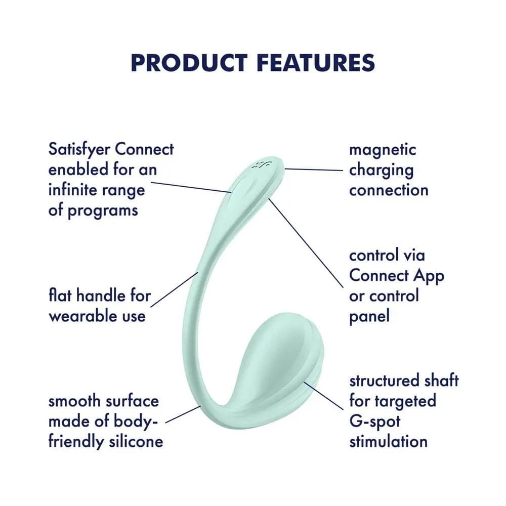 Satisfyer Smooth Petal - Mint - Mint USB Rechargeable Wearable Stimulator with App Control Satisfyer Discreet Intimate Essentials.