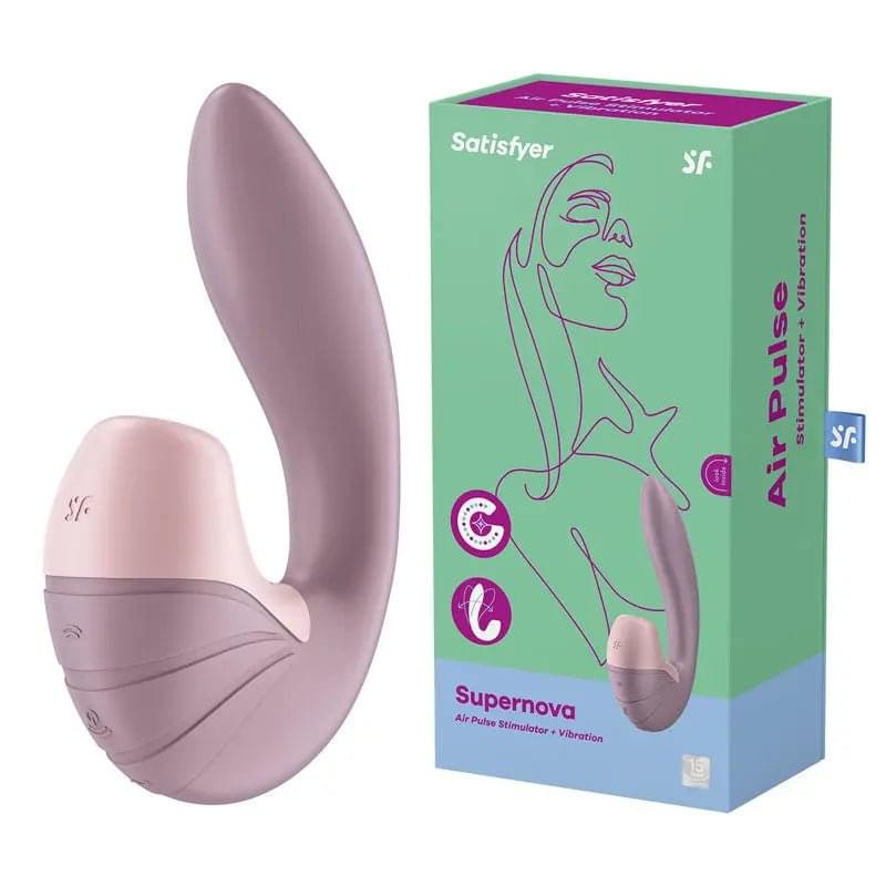 Satisfyer Supernova - Old Rose USB Rechargeable Vibrator with Air Pulsation Satisfyer Discreet Intimate Essentials.