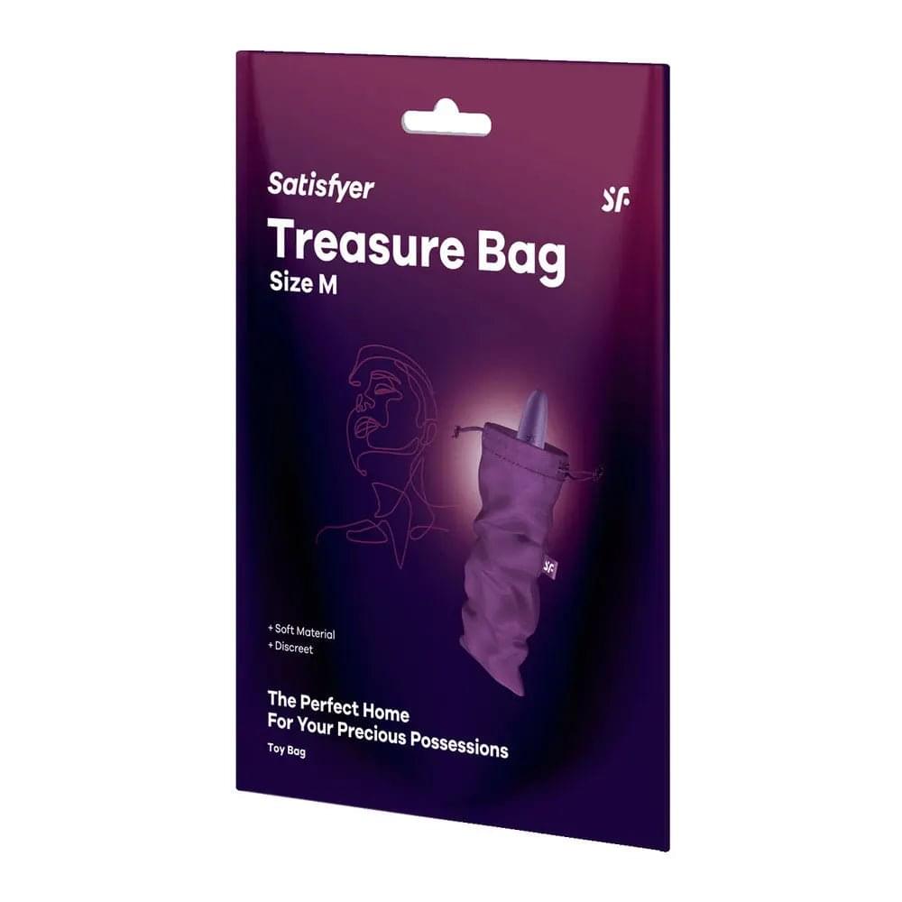 Satisfyer Treasure Bag Medium - Violet - Violet Medium Toy Storage Bag Satisfyer Discreet Intimate Essentials.