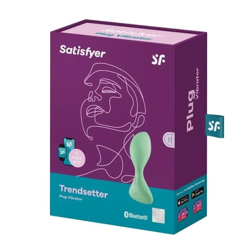 Satisfyer Trendsetter Connect App Vibrating Anal Plug Light Green Satisfyer Discreet Intimate Essentials.