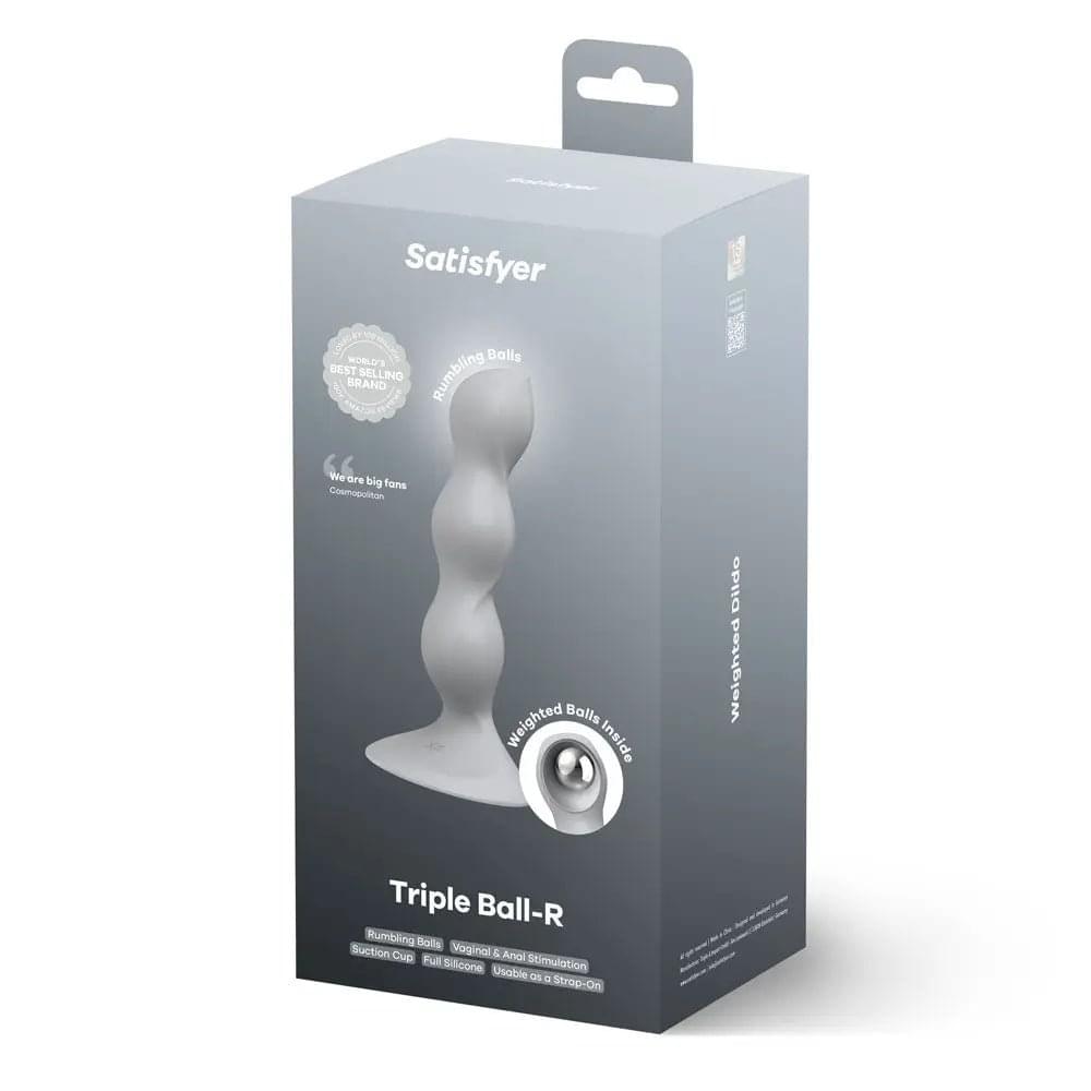 Satisfyer Triple Ball-R - Grey - Grey 18 cm Beaded and Weighted Dildo Satisfyer Discreet Intimate Essentials.