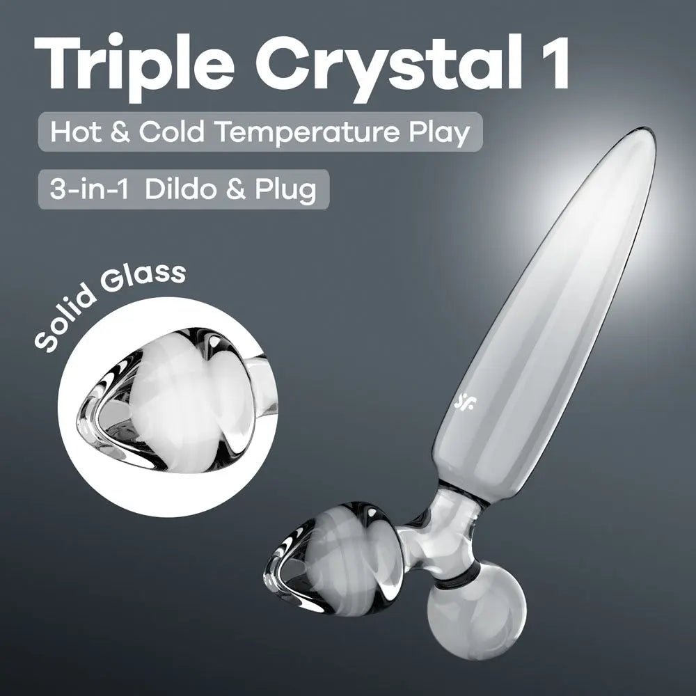 Shop affordable quality Satisfyer Triple Crystal 1 - Glass 3-in-1 Butt Plug - Discreet Intimate Essentials - GLASS TOYS-PREMIUM - Satisfyer