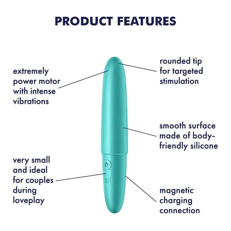 Satisfyer Ultra Power Bullet 6 - Turquoise USB Rechargeable Bullet Satisfyer Discreet Intimate Essentials.