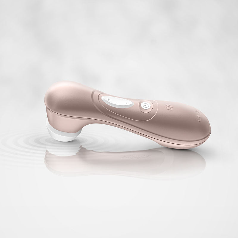 Satisfyer Pro 2 -  - Touch-Free USB-Rechargeable Clitoral Stimulator on a reflective surface.