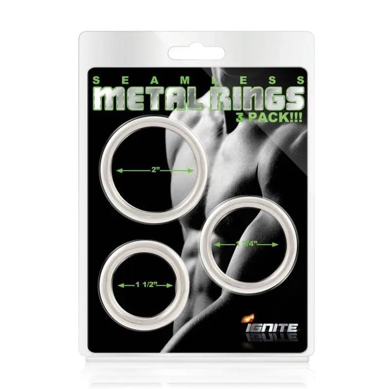 Seamless Metal Cock Ring 3 Pc Set Si Novelties Discreet Intimate Essentials.