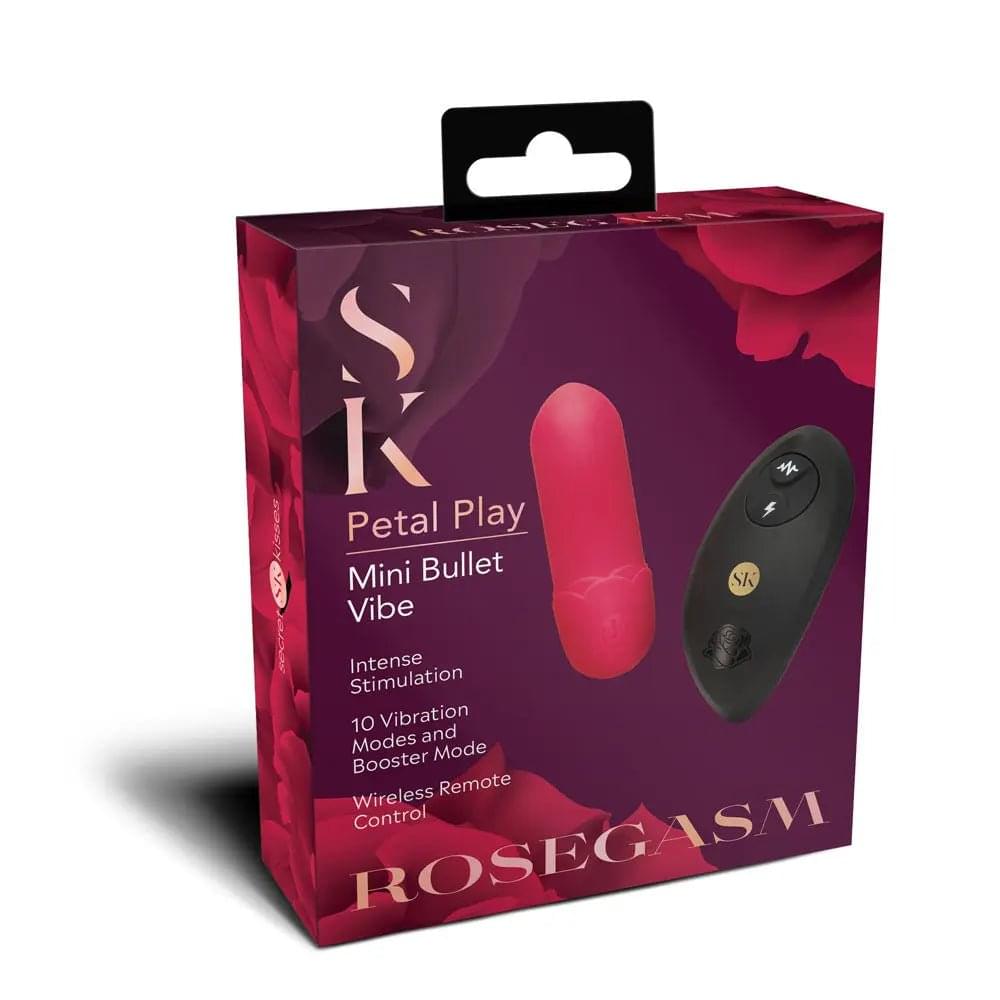 Secret Kisses ROSEGASM Petal Play Mini Bullet Vibe -  7.5 cm USB Rechargeable Bullet with Wireless Remote XGEN Products Discreet Intimate Essentials.