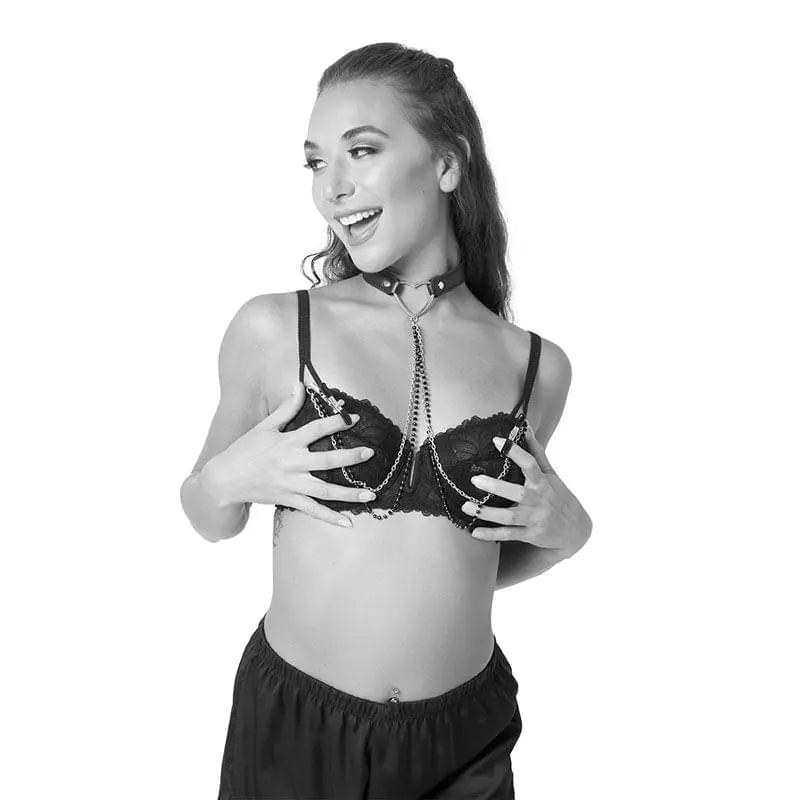 Sex & Mischief Amor Collar with Nipple Clamps - Metal Restraints Sportsheets Discreet Intimate Essentials.