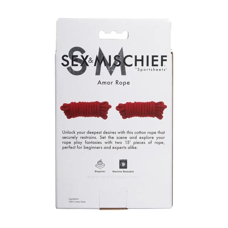 Sex & Mischief Amor Rope - 2  Bondage Ropes - 4.5 m Lengths Sportsheets Discreet Intimate Essentials.