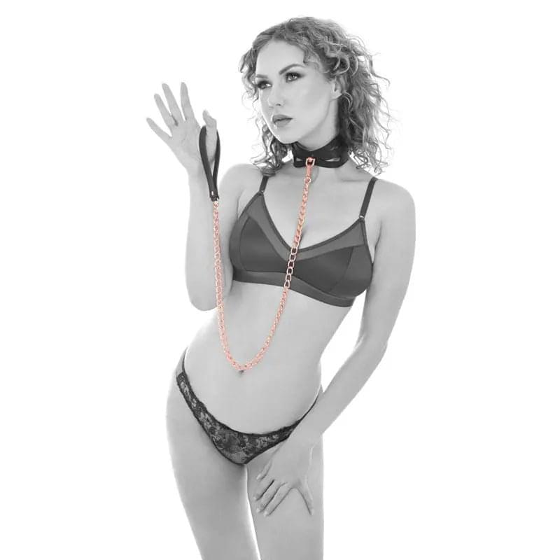 Sex & Mischief Brat Collar & Leash - /Black Restraint Sportsheets Discreet Intimate Essentials.