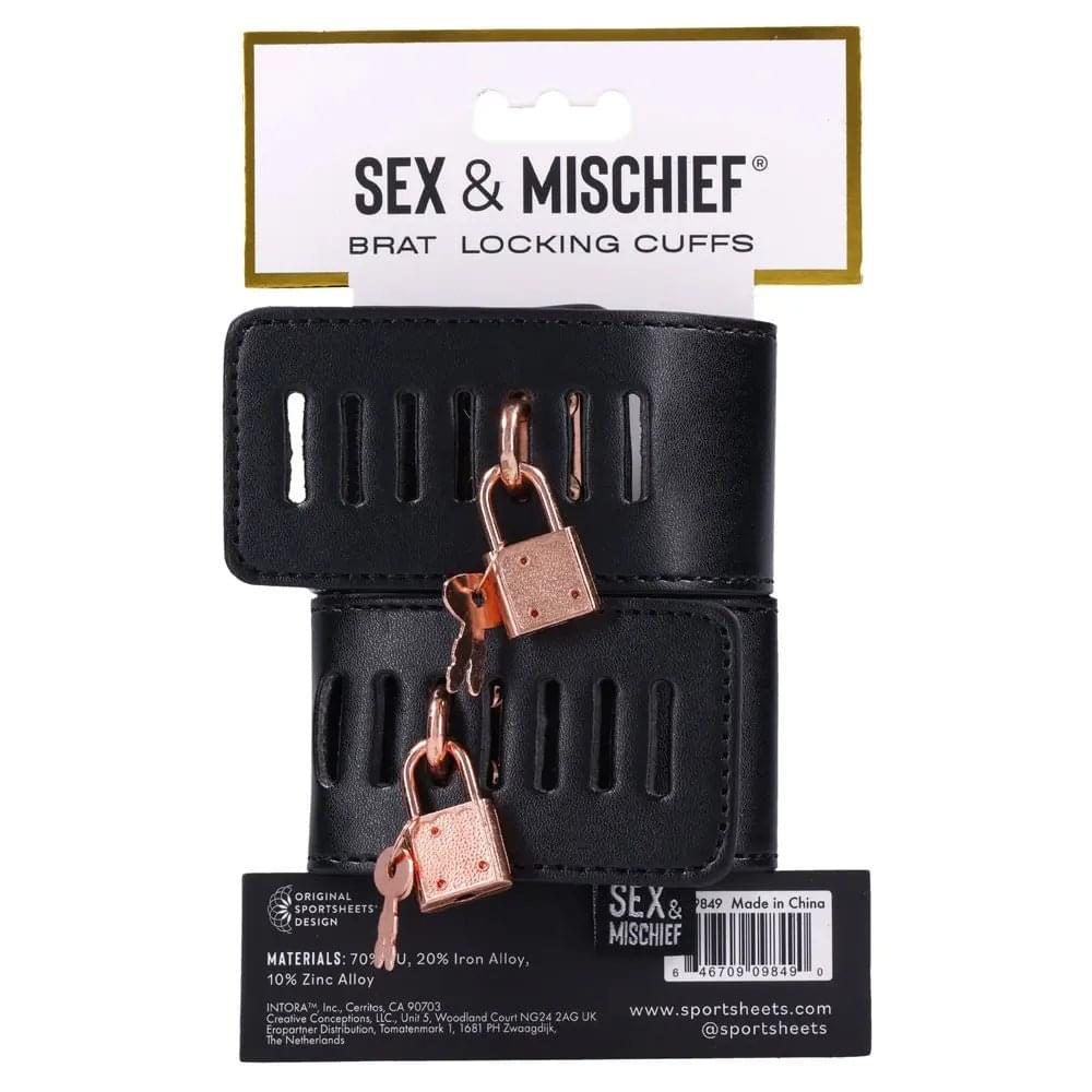 Sex & Mischief Brat Locking Cuffs - /Rose Gold Hand Cuffs Sportsheets Discreet Intimate Essentials.