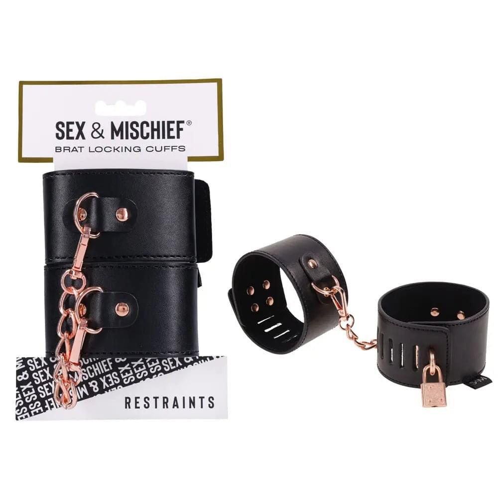 Sex & Mischief Brat Locking Cuffs - /Rose Gold Hand Cuffs Sportsheets Discreet Intimate Essentials.