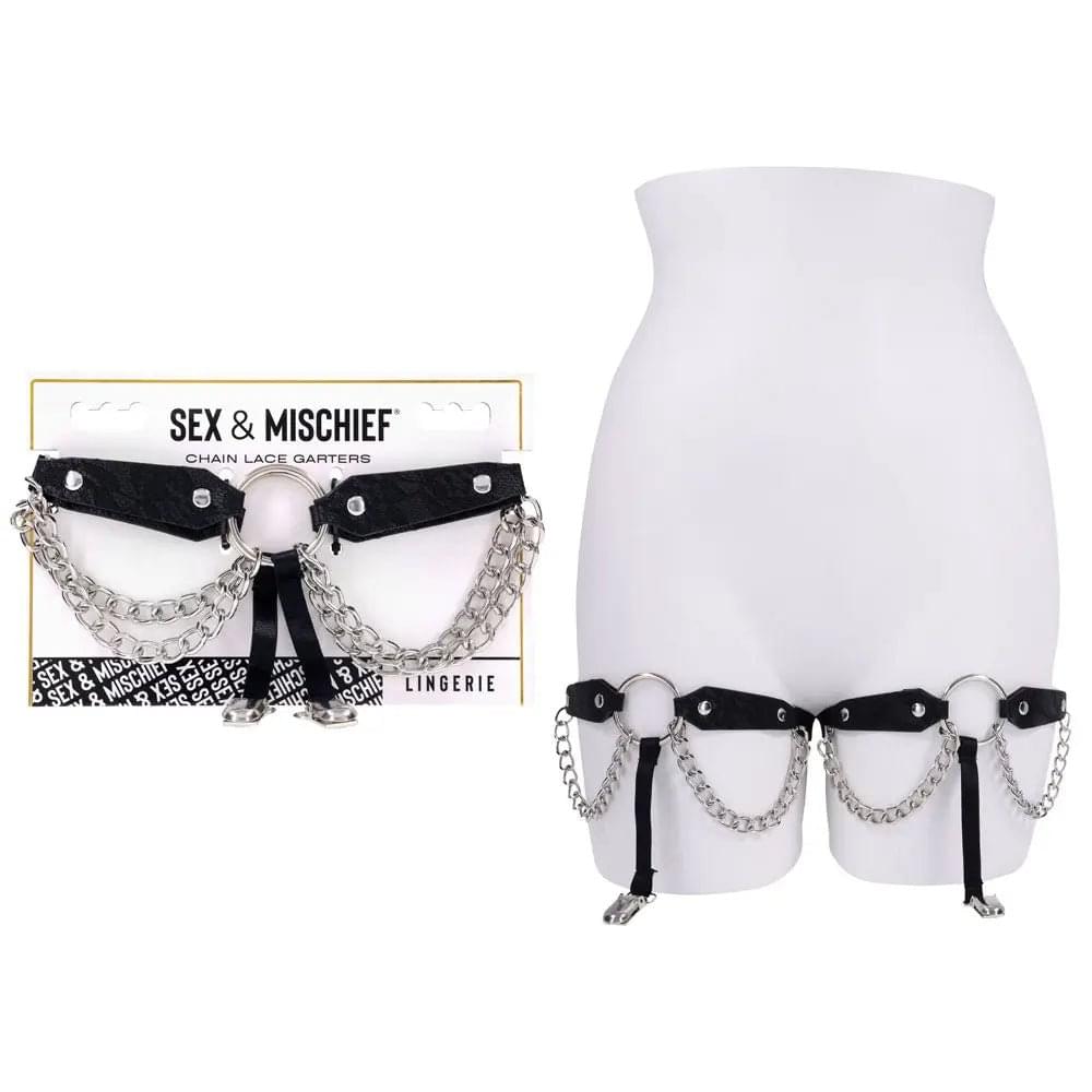 Sex & Mischief Chain Lace Garters - /Metal Garters Sportsheets Discreet Intimate Essentials.