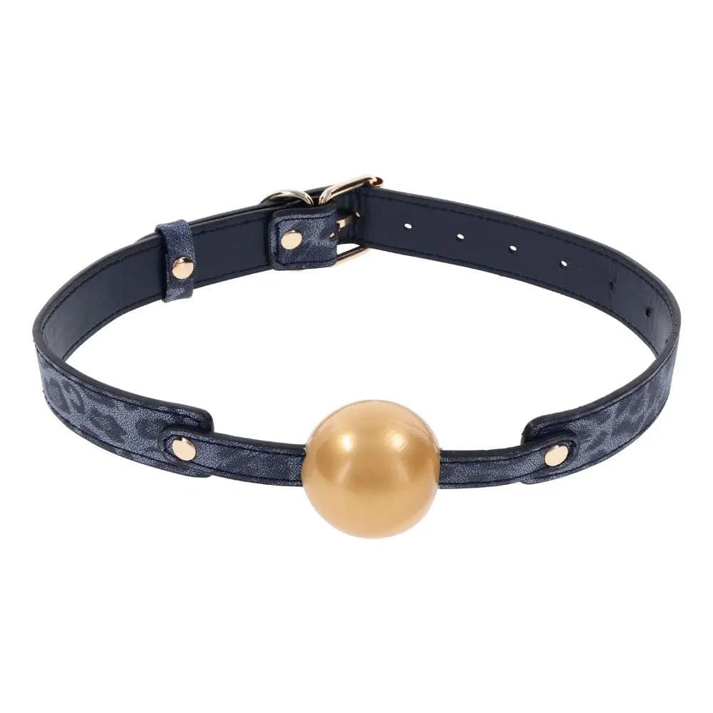 Sex & Mischief Cougar Ball Gag - Navy /Gold Mouth Restraint Sportsheets Discreet Intimate Essentials.