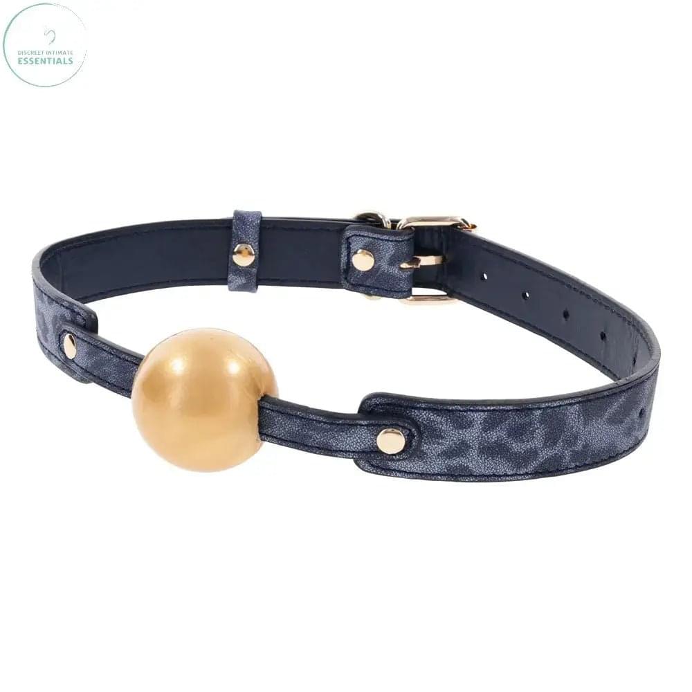 Sex & Mischief Cougar Ball Gag - Navy /Gold Mouth Restraint Sportsheets Discreet Intimate Essentials.