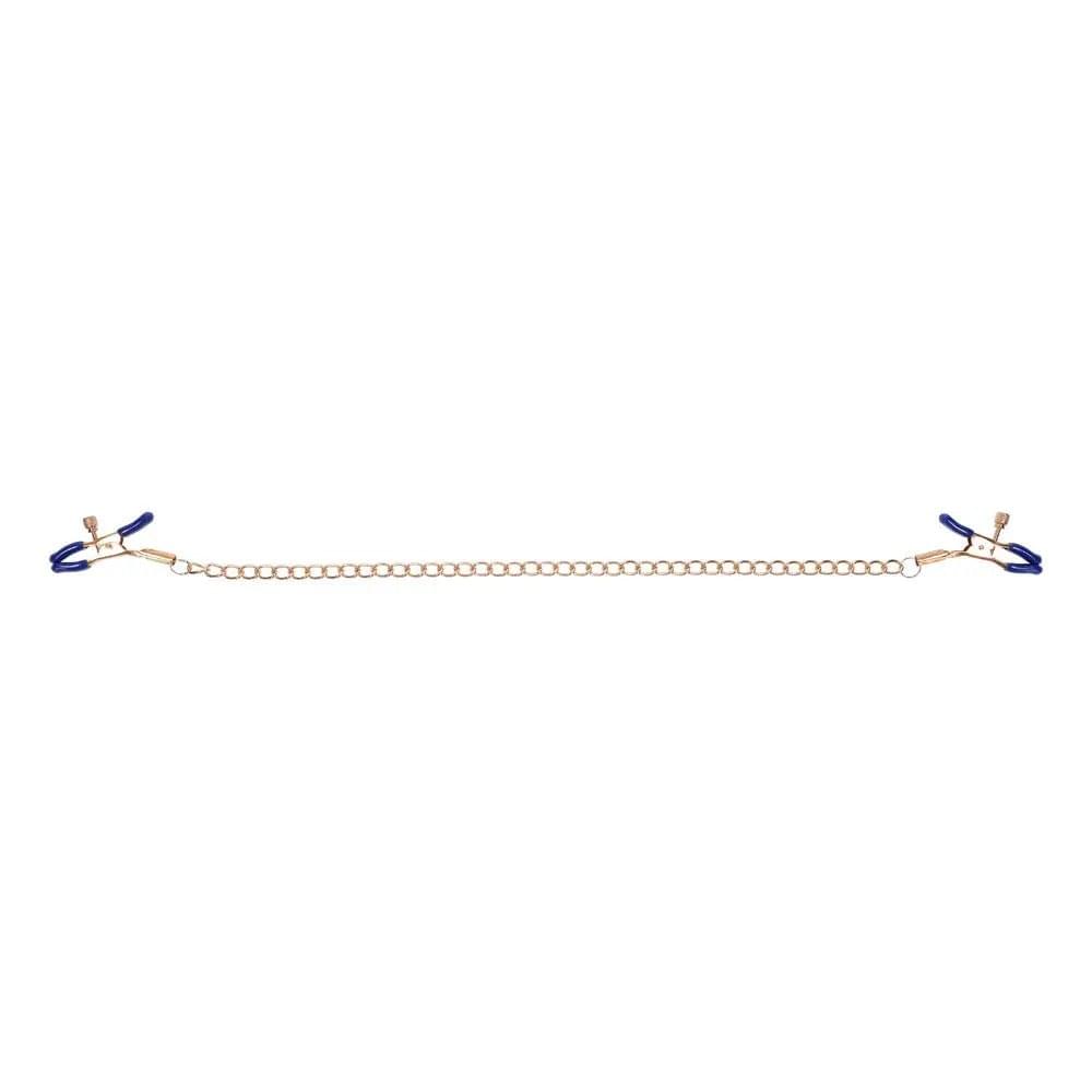 Sex & Mischief Cougar Chained Nipple Clamps - Gold Nipple Clamps with Cougar Chain Sportsheets Discreet Intimate Essentials.