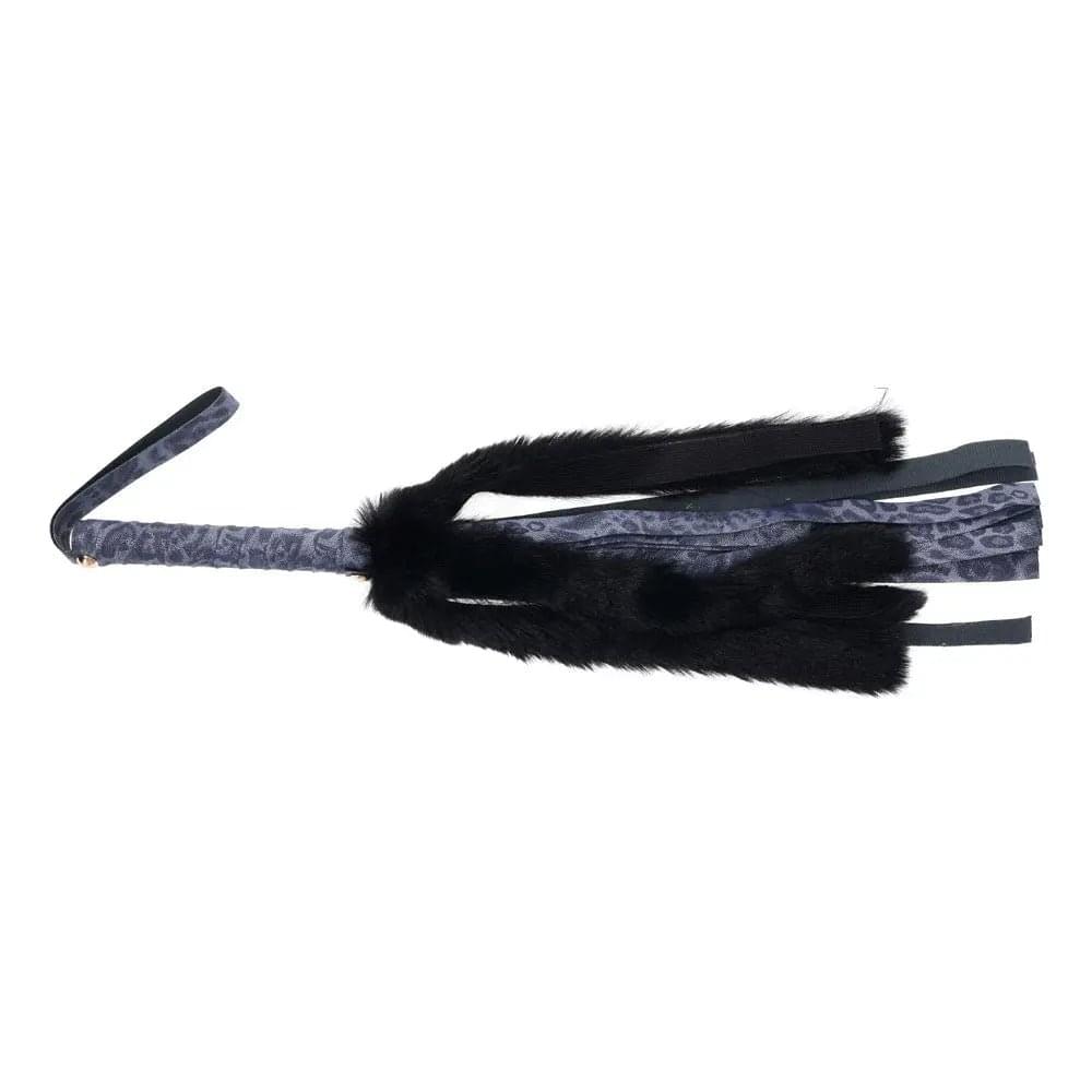 Sex & Mischief Cougar Faux Fur Flogger - Navy /Black Furry Flogger Whip Sportsheets Discreet Intimate Essentials.