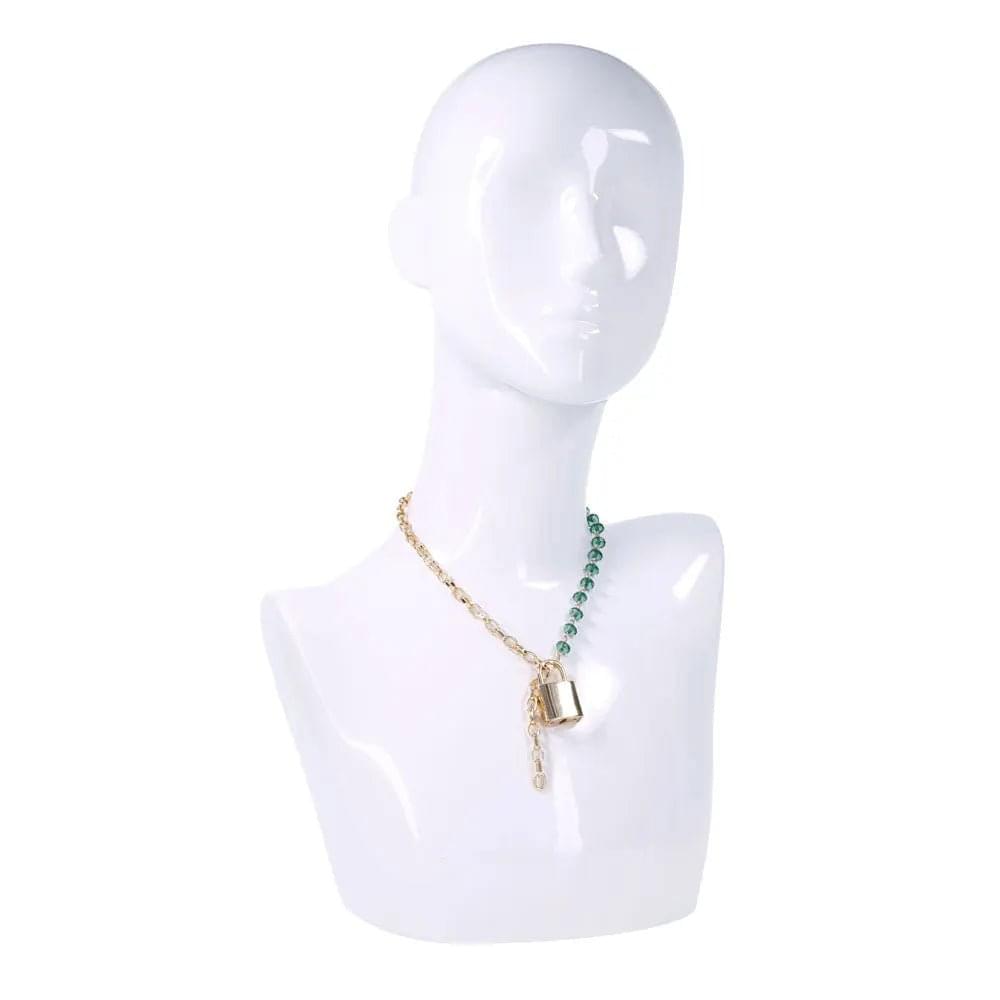 Sex & Mischief Indica Crystal Day Collar - Gold/Emerald Lockable Collar Sportsheets Discreet Intimate Essentials.