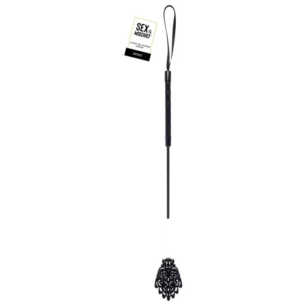 Sex & Mischief Lace Silicone Crop - /White 50 cm Crop Whip Sportsheets Discreet Intimate Essentials.
