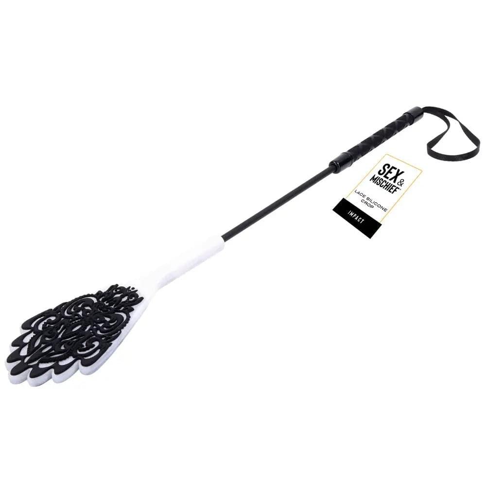 Sex & Mischief Lace Silicone Crop - /White 50 cm Crop Whip Sportsheets Discreet Intimate Essentials.