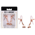 Sex & Mischief Peaches n CreaMe Bell Nipple Clamps - Peach/Rose Gold Nipple Clamps with Bells - Set of 2 Sportsheets Discreet Intimate Essentials.