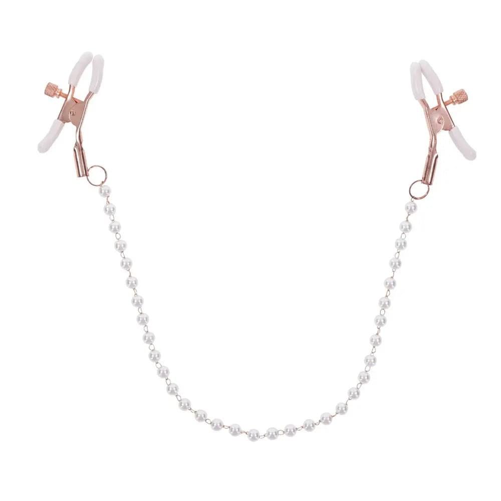 Sex & Mischief Peaches n CreaMe Pearl Nipple Clamps - Peach Nipple Restraints Sportsheets Discreet Intimate Essentials.