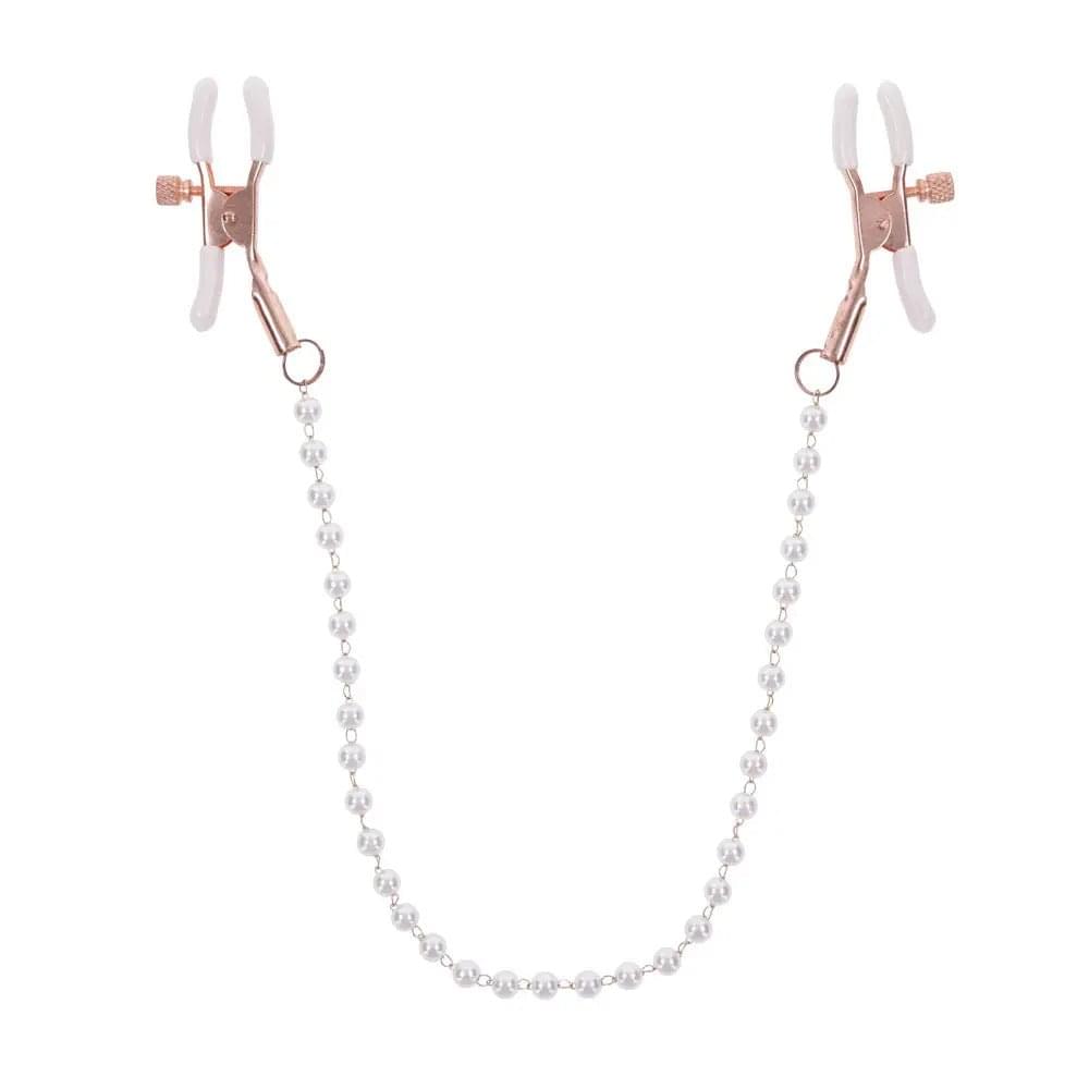 Sex & Mischief Peaches n CreaMe Pearl Nipple Clamps - Peach Nipple Restraints Sportsheets Discreet Intimate Essentials.
