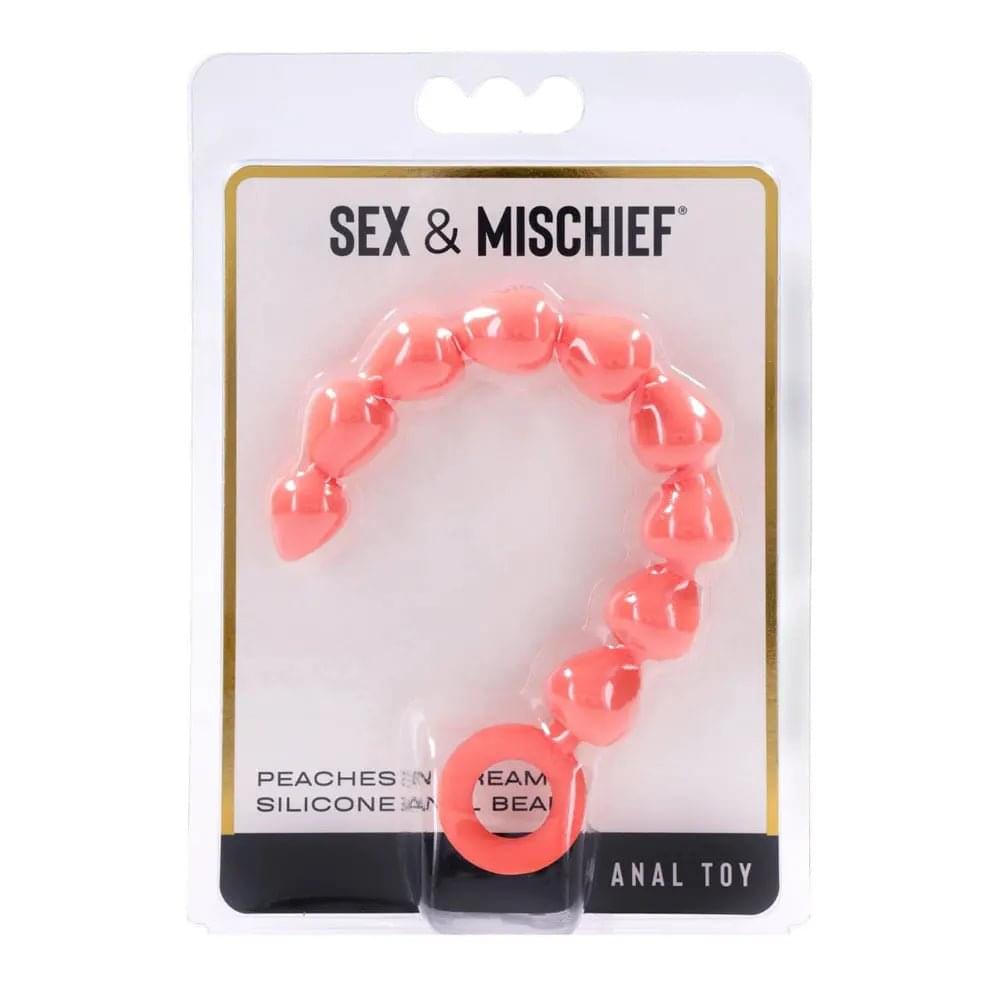 Sex & Mischief Peaches n CreaMe Silicone Anal Beads - Peach 23 cm Silicone Anal Beads Sportsheets Discreet Intimate Essentials.