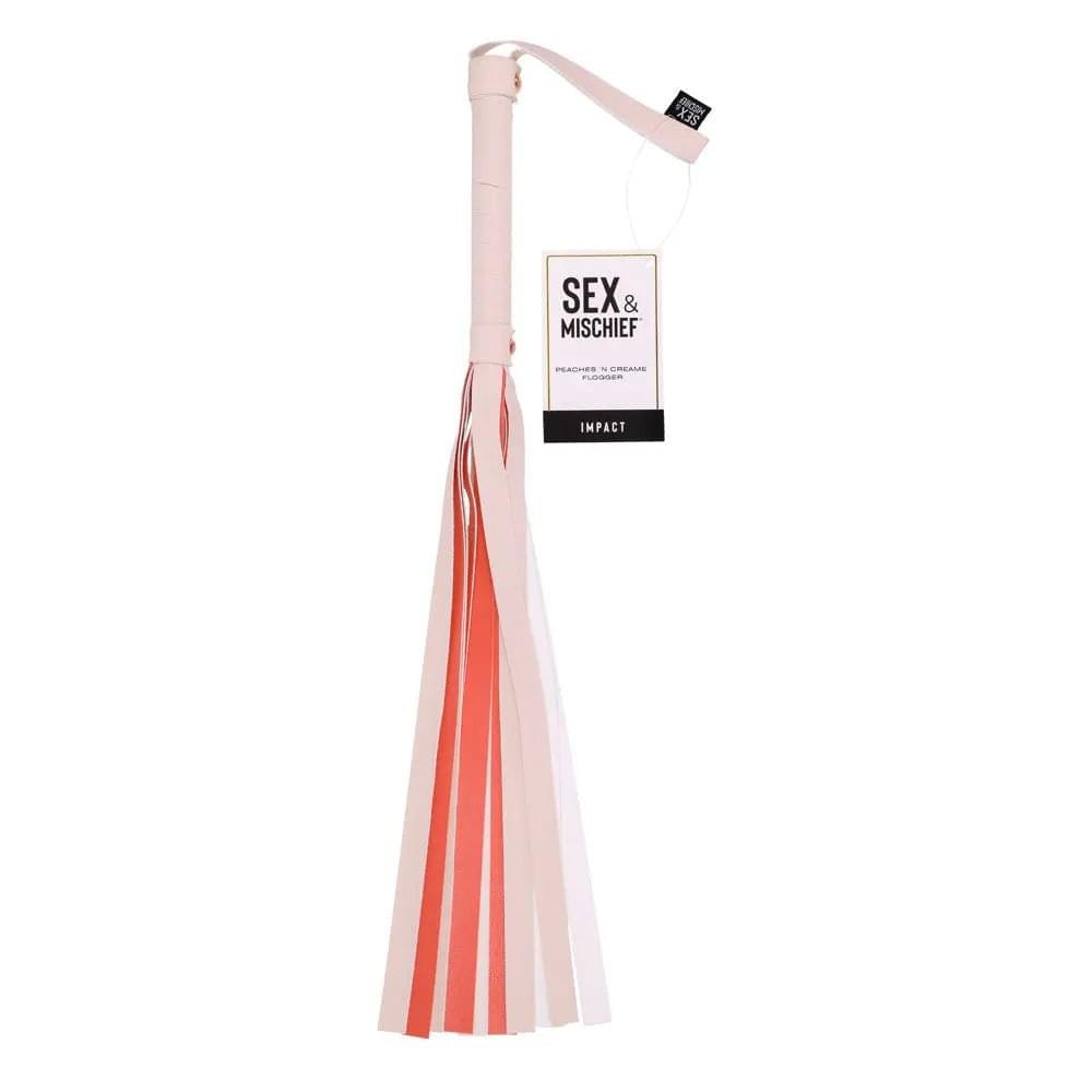 Sex & Mischief Peaches n CreaMe Stripe Flogger - Peach 80 cm Flogger Whip Sportsheets Discreet Intimate Essentials.