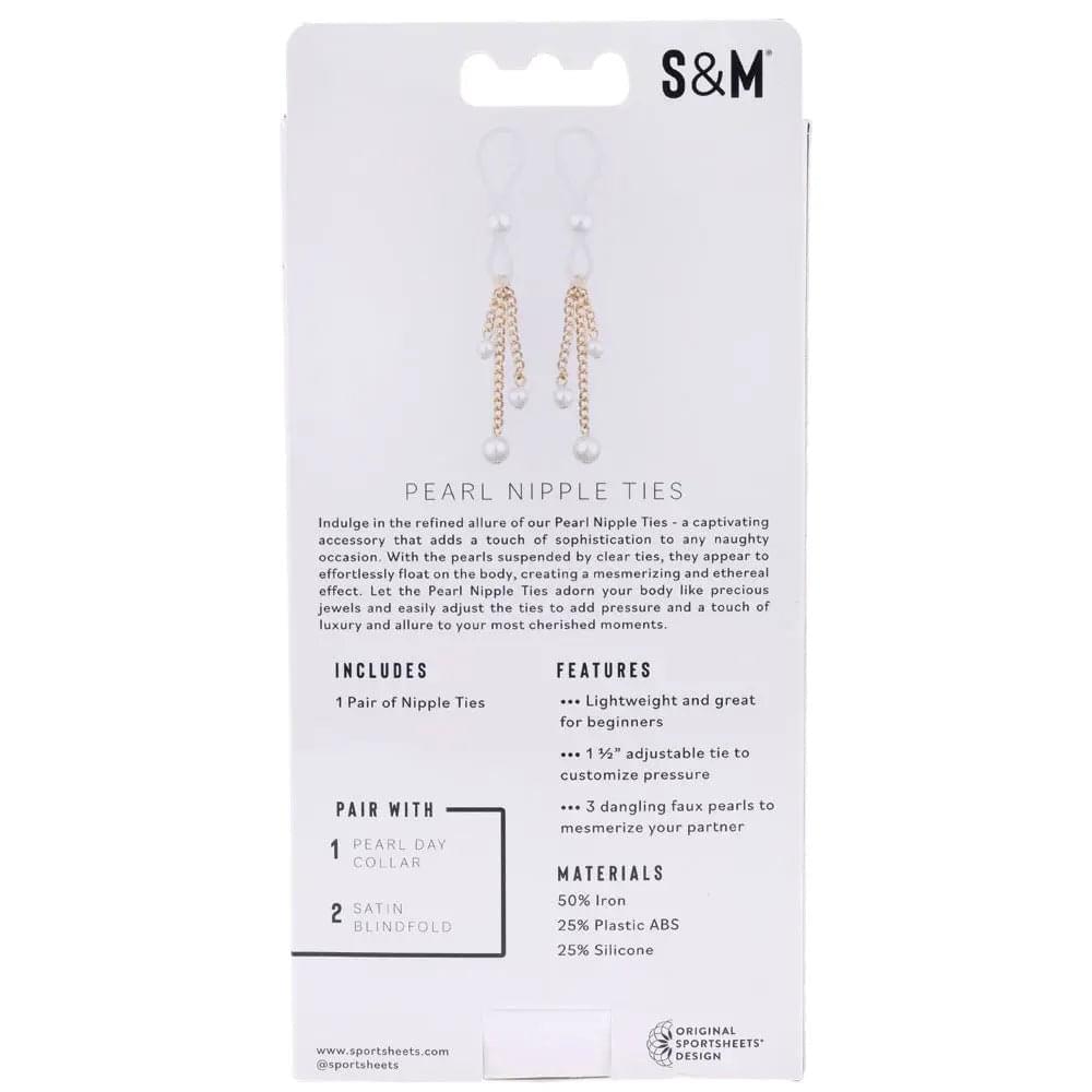 Sex & Mischief Pearl Nipple Ties - Gold/Pearl Nipple Restraints - Set of 2 Sportsheets Discreet Intimate Essentials.