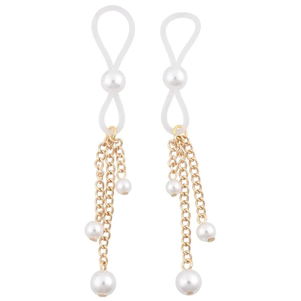 Sex & Mischief Pearl Nipple Ties - Gold/Pearl Nipple Restraints - Set of 2 Sportsheets Discreet Intimate Essentials.