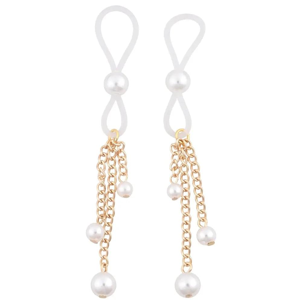 Sex & Mischief Pearl Nipple Ties - Gold/Pearl Nipple Restraints - Set of 2 Sportsheets Discreet Intimate Essentials.