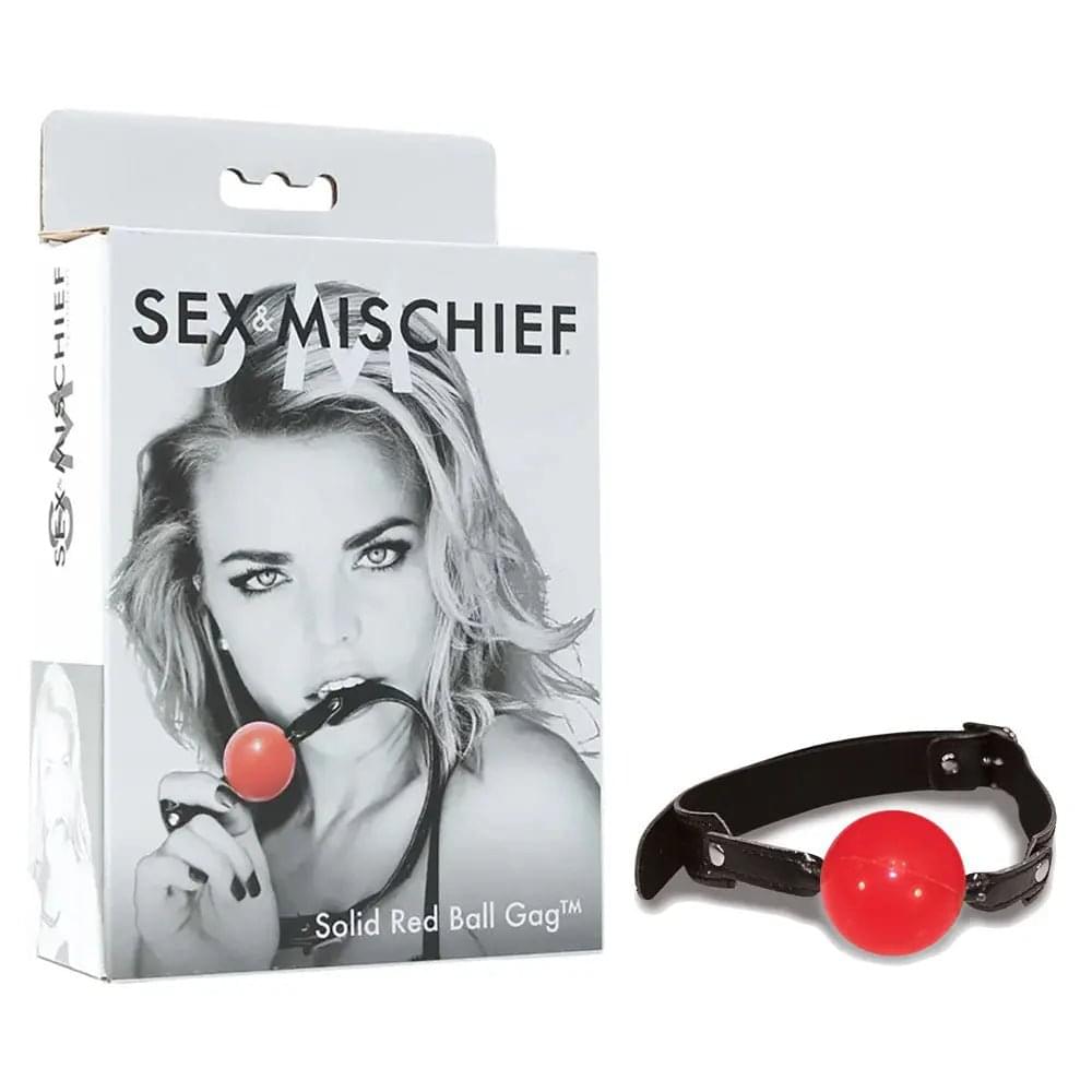Sex & Mischief Solid Red Ball Gag - Red/Black Mouth Restraint Sportsheets Discreet Intimate Essentials.