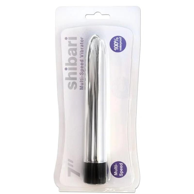 Shibari Multi-Speed Vibrator 7in Silver Shibari Discreet Intimate Essentials.