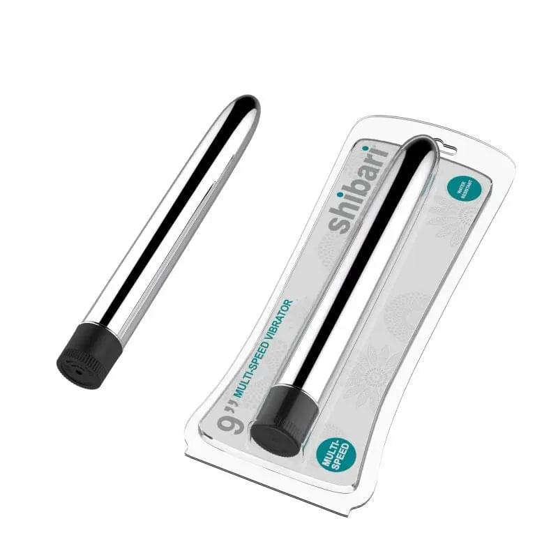 Shibari Multi-Speed Vibrator 9in Silver Shibari Discreet Intimate Essentials.