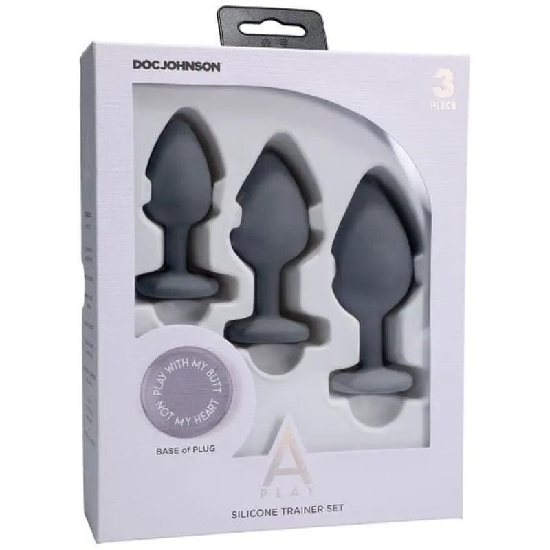 Silicone Anal Trainer Set 3 Pc Grey A-Play Discreet Intimate Essentials.