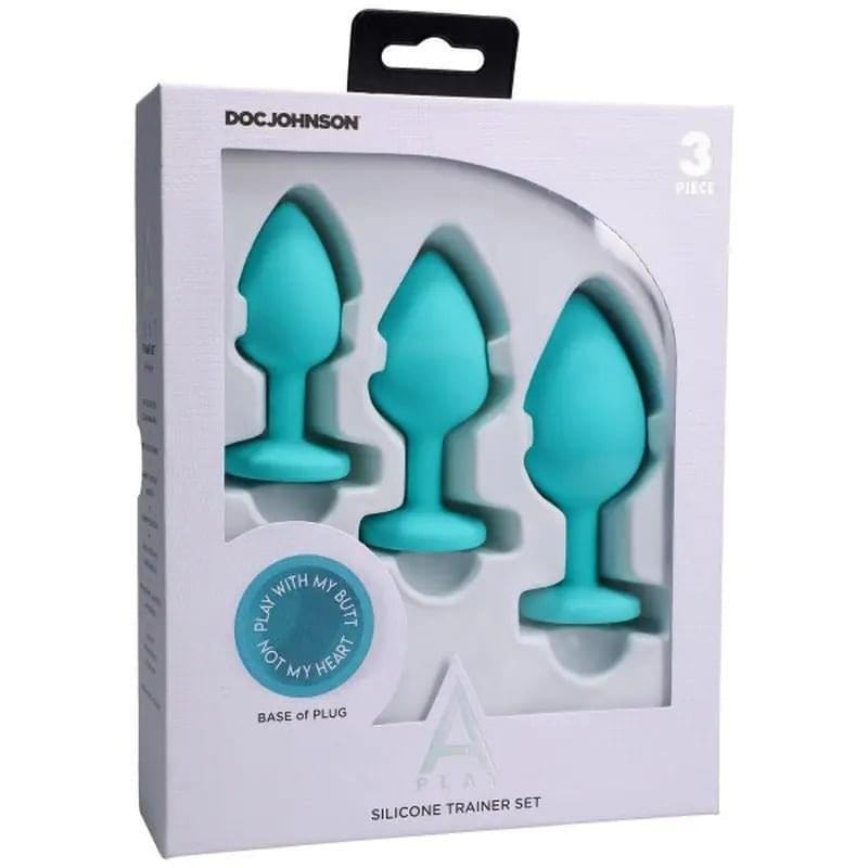 Silicone Anal Trainer Set 3 Pc Teal A-Play Discreet Intimate Essentials.