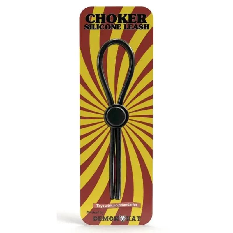 Silicone Choker Leash Black Demon Kat Discreet Intimate Essentials.