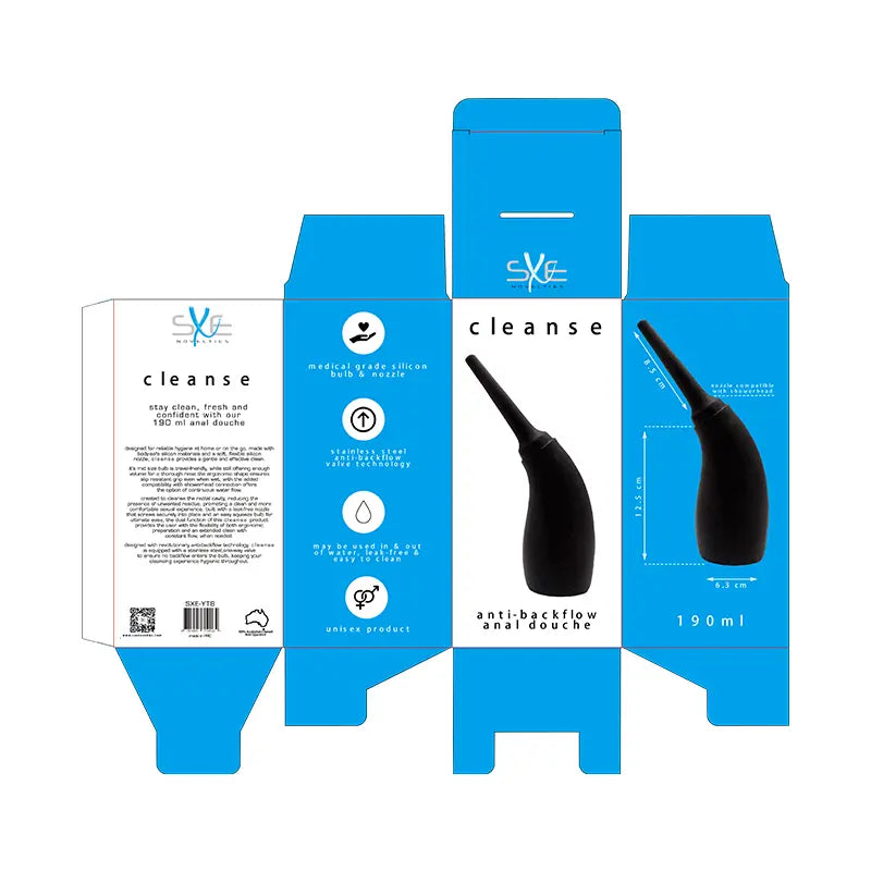 Silicone Ergonomic Anti-Backflow Douche 190ml SXE Discreet Intimate Essentials.
