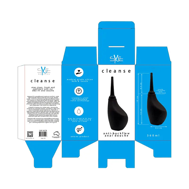 Silicone Ergonomic Anti-Backflow Douche 360ml SXE Discreet Intimate Essentials.