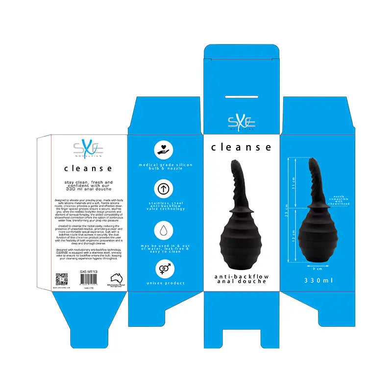 Silicone Ribbed Anti-Backflow Douche 310ml SXE Discreet Intimate Essentials.