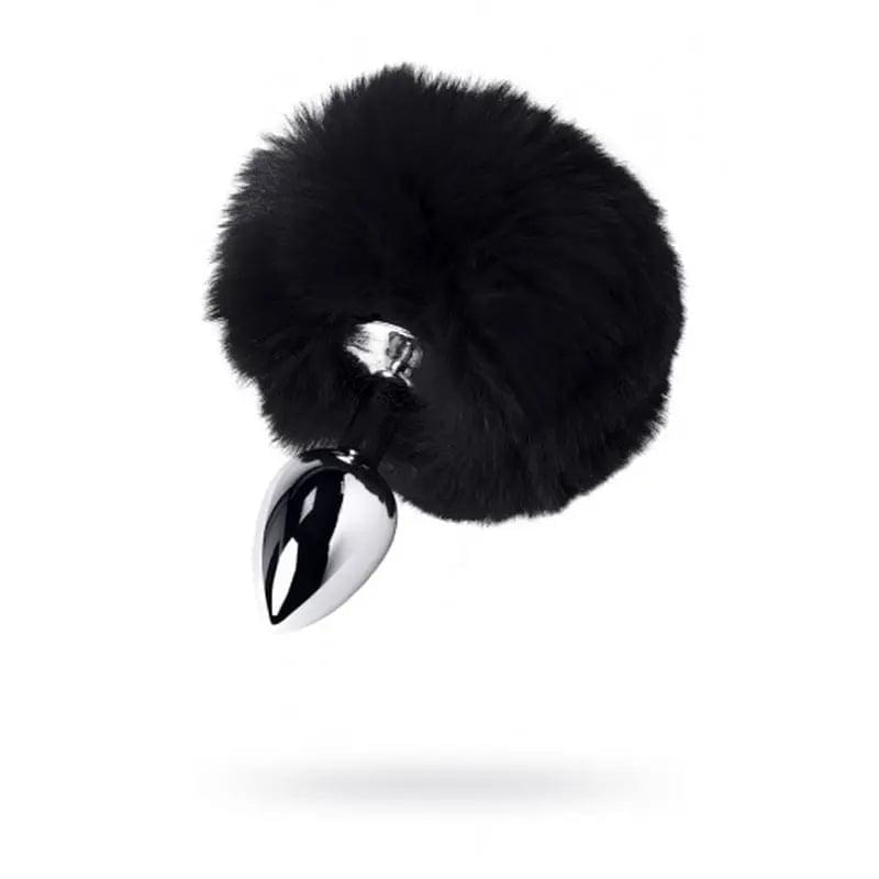Silver Metal Anal Plug Small w Black Tail Metal Discreet Intimate Essentials.