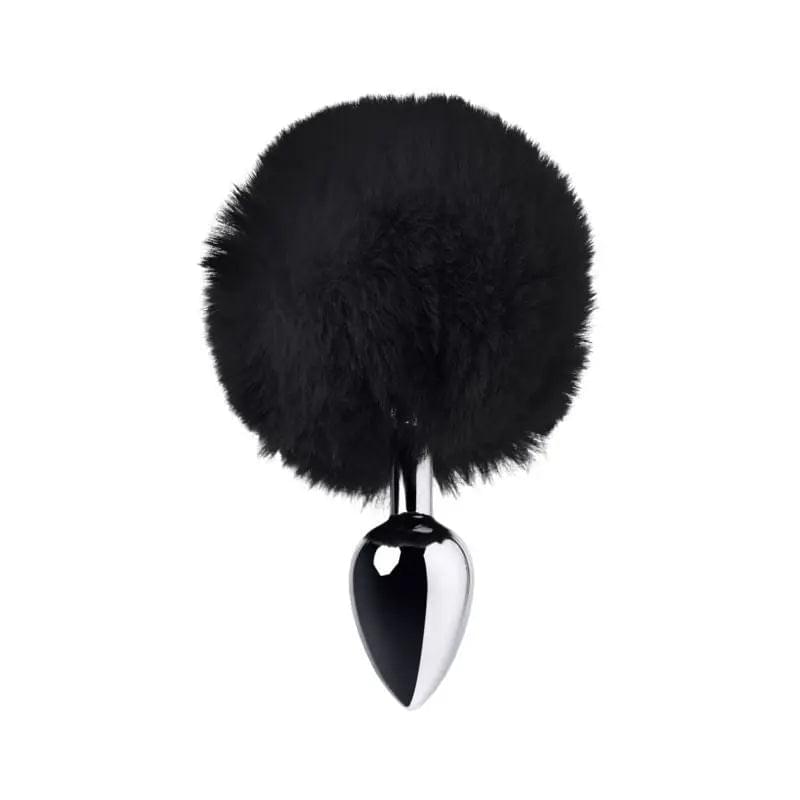 Silver Metal Anal Plug Small w Black Tail Metal Discreet Intimate Essentials.