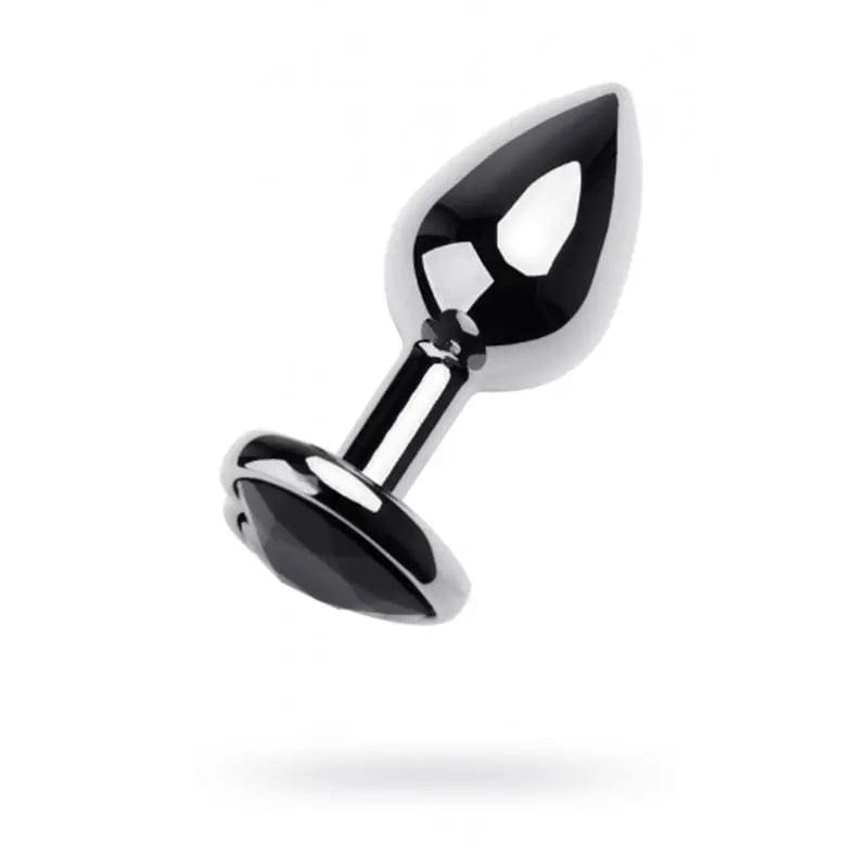 Silver Metal Anal Plug w Black Tourmaline Heart Gem Small Metal Discreet Intimate Essentials.