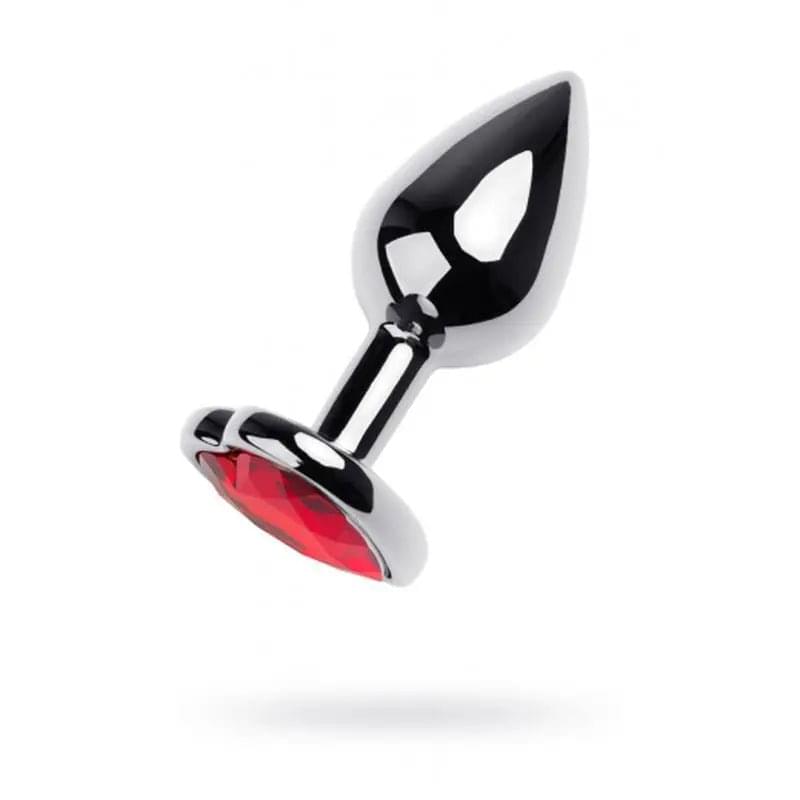 Silver Metal Anal Plug w Red Ruby Heart Gem Small Metal Discreet Intimate Essentials.