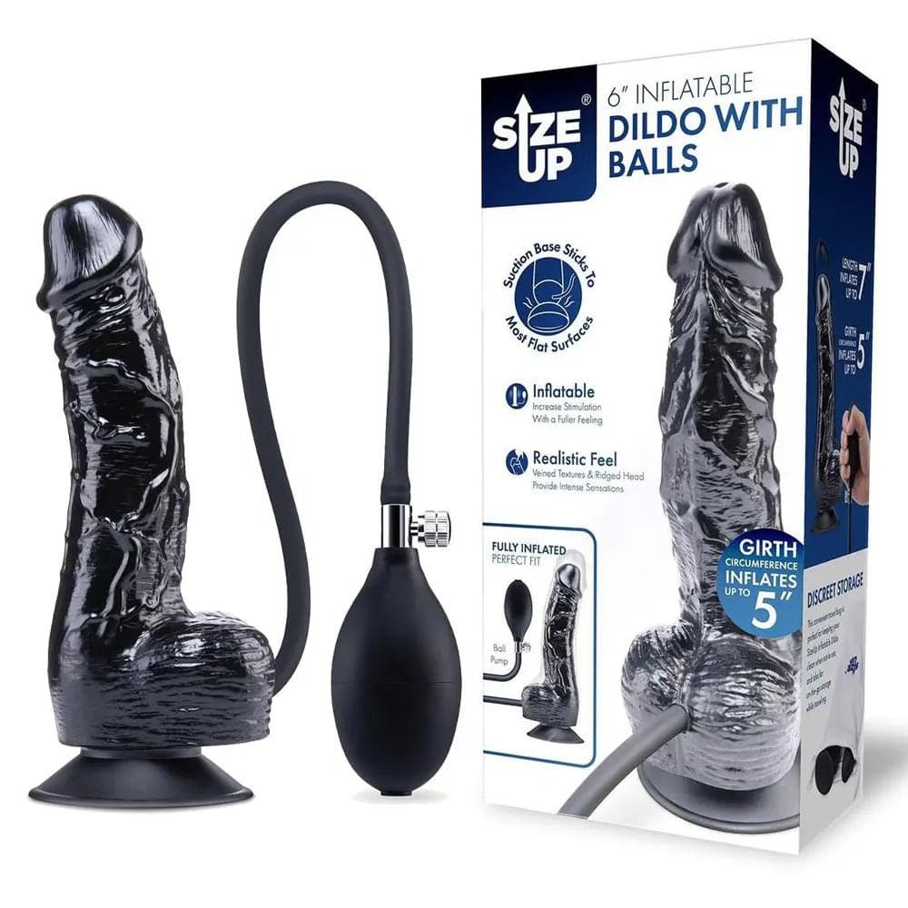 Size Up 6 Inch Inflatable Dildo with Balls -  17.8 cm Inflatable Dong XGEN Products Discreet Intimate Essentials.